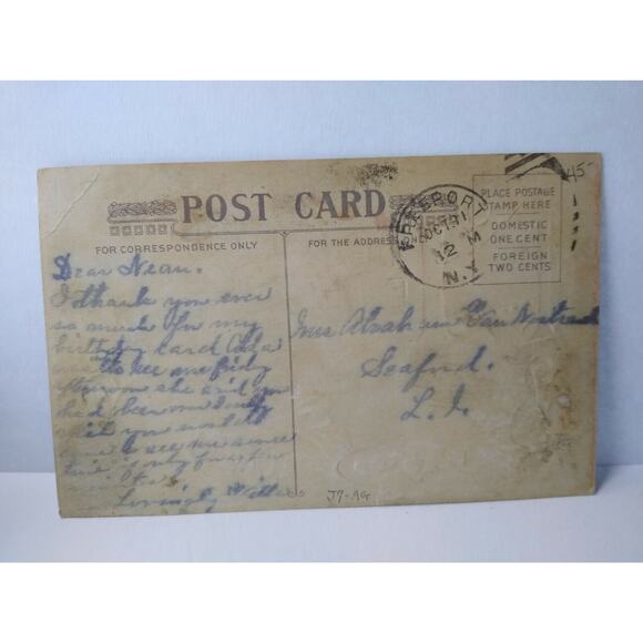 Halloween Postcard Fantasy Goblin Pumpkin Candle HIR 142 Original Freeport NY - Picture 4 of 5